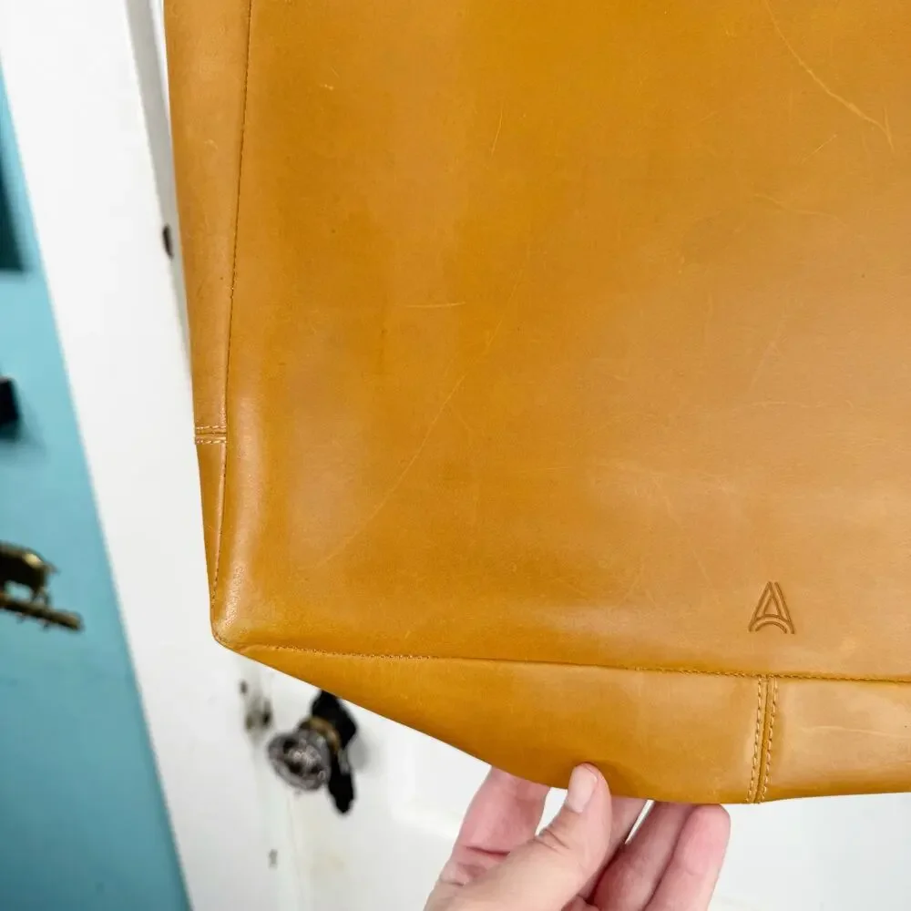 ABLE Phoebe Soft Tote Shoulder Bag Full Grain Leather Functional Work Cognac OS